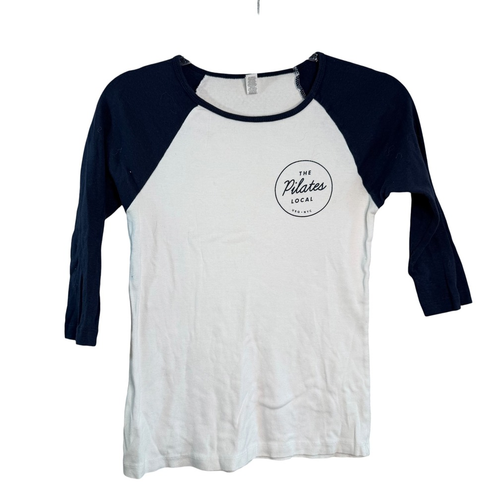 Bella Canvas The Pilates Local USQ NYC Raglan Baseball Tee White Navy Medium